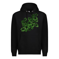 Black Botanical Schefflera Illustrations Premium Hoodie - LillyAllenDesigns