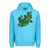 Ocean Blue Botanical Schefflera Illustrations Premium Hoodie - LillyAllenDesigns