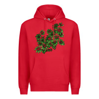 Red Botanical Schefflera Illustrations Premium Hoodie - LillyAllenDesigns