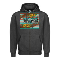 Charcoal Heather western cow serape leopard sunflowers mousepad Zipper Hoodie - BarkalooDesign
