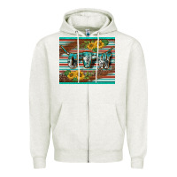Oatmeal Heather western cow serape leopard sunflowers mousepad Zipper Hoodie - BarkalooDesign
