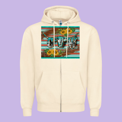 Western Cow Serape Leopard Sunflowers Mousepad Zipper Hoodie Designed By Barkaloodesign