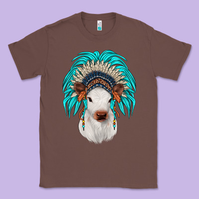 Calf Indian Headdress Classic Tee Designed By Jahusdesignshop