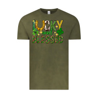 Vintage Olive Lucky and blessed st. patricks day Vintage Tee - Neo Western