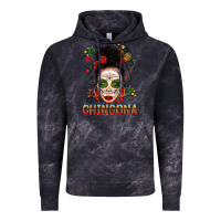 Cloud Black Mexicana Skull Girl Messy Bun Vintage Hoodie - texasbilliewilder