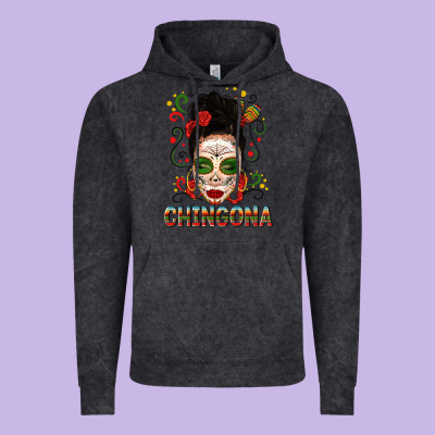 Mexicana Skull Girl Messy Bun Vintage Hoodie Designed By Texasbilliewilder