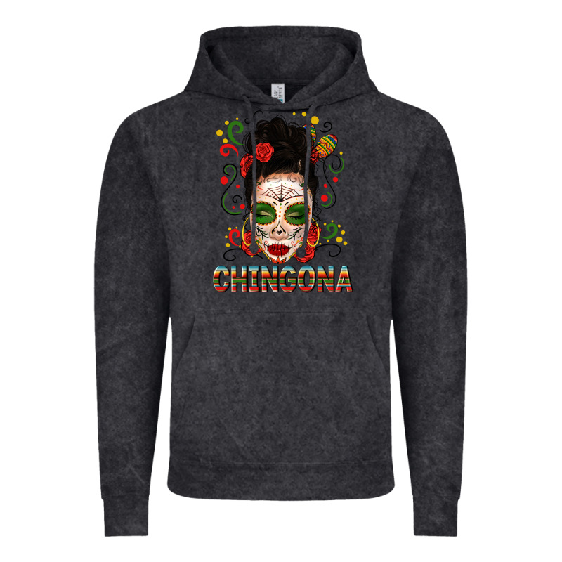 Mexicana Skull Girl Messy Bun Vintage Hoodie by texasbilliewilder | Teevron