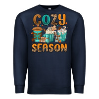 Navy cozy season winter coffee cups Premium Sweatshirt - MaliasSmallBusiness