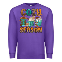 Purple cozy season winter coffee cups Premium Sweatshirt - MaliasSmallBusiness