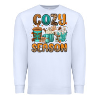 White cozy season winter coffee cups Premium Sweatshirt - MaliasSmallBusiness