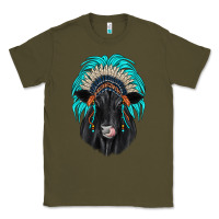Army Green black angus indian headdress Classic Tee - JahusDesignShop