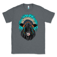Charcoal Heather black angus indian headdress Classic Tee - JahusDesignShop