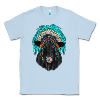 Dusty Blue black angus indian headdress Classic Tee - JahusDesignShop