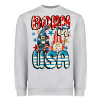 Heather Grey Born in USA gnomes 4th of July Heavyweight Sweatshirt - CowGirlArtShop