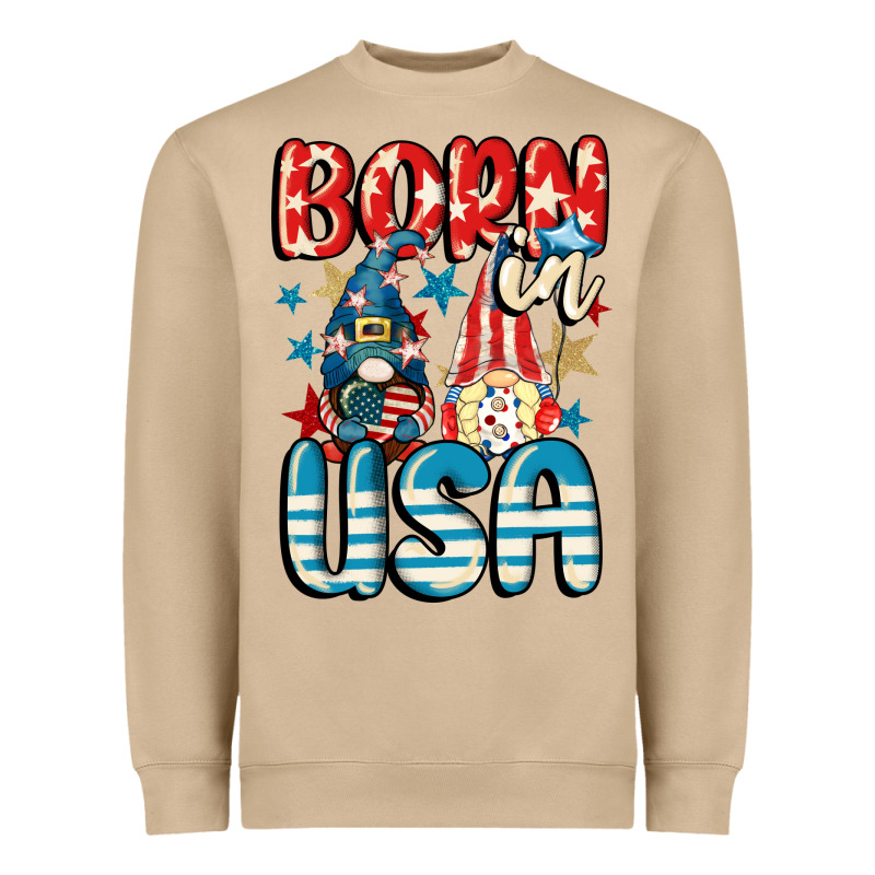 Born In Usa Gnomes 4th Of July Heavyweight Sweatshirt by CowGirlArtShop | Teevron