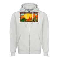 Dove Grey western  sunset cactus leopard serape   license plate template Zipper Hoodie - BarkalooDesign
