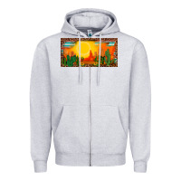 Heather Grey western  sunset cactus leopard serape   license plate template Zipper Hoodie - BarkalooDesign