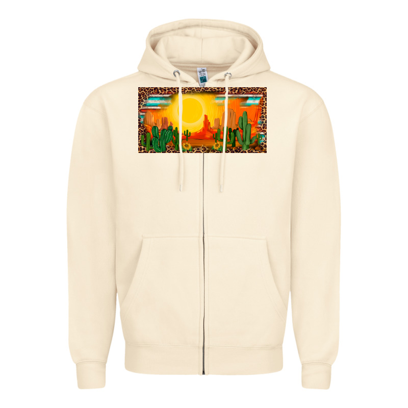 Western  Sunset Cactus Leopard Serape   License Plate Template Zipper Hoodie by BarkalooDesign | Teevron