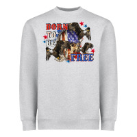 Heather Grey Born to be free 4th of july Heavyweight Sweatshirt - CowGirlArtShop