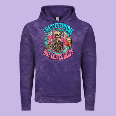 I Hate Everyone But Coffee Helps Vintage Hoodie Designed By Zillion Design Studio