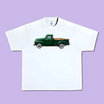 Western Green Truck Right Side View Urban Heavy Tee Designed By Fadigitalartstudio
