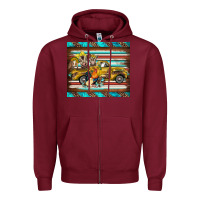 Burgundy western truck farm animals serape leopard turquoise's Zipper Hoodie - BarkalooDesign