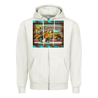 Oatmeal Heather western truck farm animals serape leopard turquoise's Zipper Hoodie - BarkalooDesign