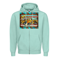 Seafoam western truck farm animals serape leopard turquoise's Zipper Hoodie - BarkalooDesign