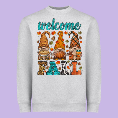 Welcome Fall Gnome Heavyweight Sweatshirt Designed By Hra Design Shop