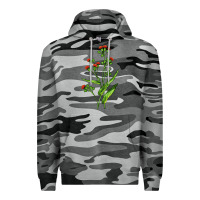 Slate Camo Tassel Flower Illustrations Premium Hoodie - LillyAllenDesigns