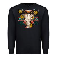 Black aztec western bull skull Premium Sweatshirt - NancyCooperArtShop