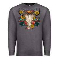 Charcoal Heather aztec western bull skull Premium Sweatshirt - NancyCooperArtShop