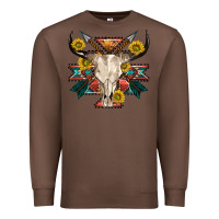 Chestnut aztec western bull skull Premium Sweatshirt - NancyCooperArtShop