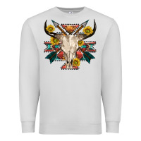 Dove Grey aztec western bull skull Premium Sweatshirt - NancyCooperArtShop