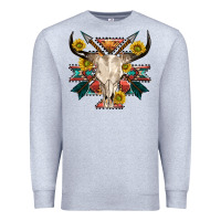 Heather Grey aztec western bull skull Premium Sweatshirt - NancyCooperArtShop