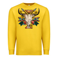 Lemon aztec western bull skull Premium Sweatshirt - NancyCooperArtShop