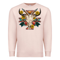 Pale Pink aztec western bull skull Premium Sweatshirt - NancyCooperArtShop