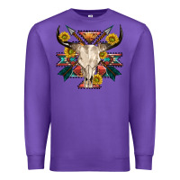 Purple aztec western bull skull Premium Sweatshirt - NancyCooperArtShop
