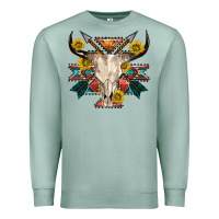 Seafoam aztec western bull skull Premium Sweatshirt - NancyCooperArtShop