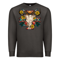Smoke aztec western bull skull Premium Sweatshirt - NancyCooperArtShop