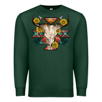 Sports Green aztec western bull skull Premium Sweatshirt - NancyCooperArtShop