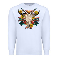 White aztec western bull skull Premium Sweatshirt - NancyCooperArtShop