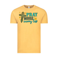 Vintage Mustard pray more worry less Vintage Tee - HRA Design Shop