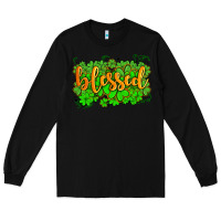 Black blessed with  shamrocks Long Sleeve Tee - AdoDesignShop