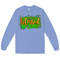 Colony Blue blessed with  shamrocks Long Sleeve Tee - AdoDesignShop