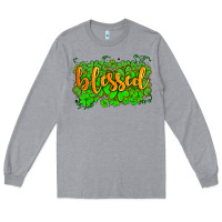 Heather Grey blessed with  shamrocks Long Sleeve Tee - AdoDesignShop
