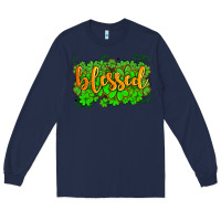 Navy blessed with  shamrocks Long Sleeve Tee - AdoDesignShop