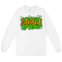 White blessed with  shamrocks Long Sleeve Tee - AdoDesignShop