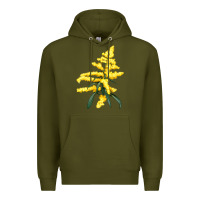 Army Green Botanical Goldenrod Illustrations Premium Hoodie - LillyAllenDesigns
