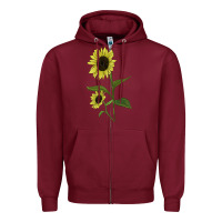 Burgundy Buttercream Sunflower Zipper Hoodie - LillyAllenDesigns